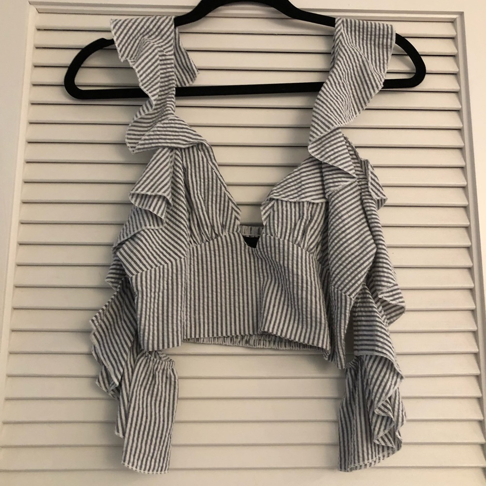 Blue life crop top